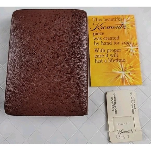 Krementz & Co Wishbone Jewelry Stick Pin 14KT Yellow Gold Overlay Crystal VTG - Picture 15 of 16